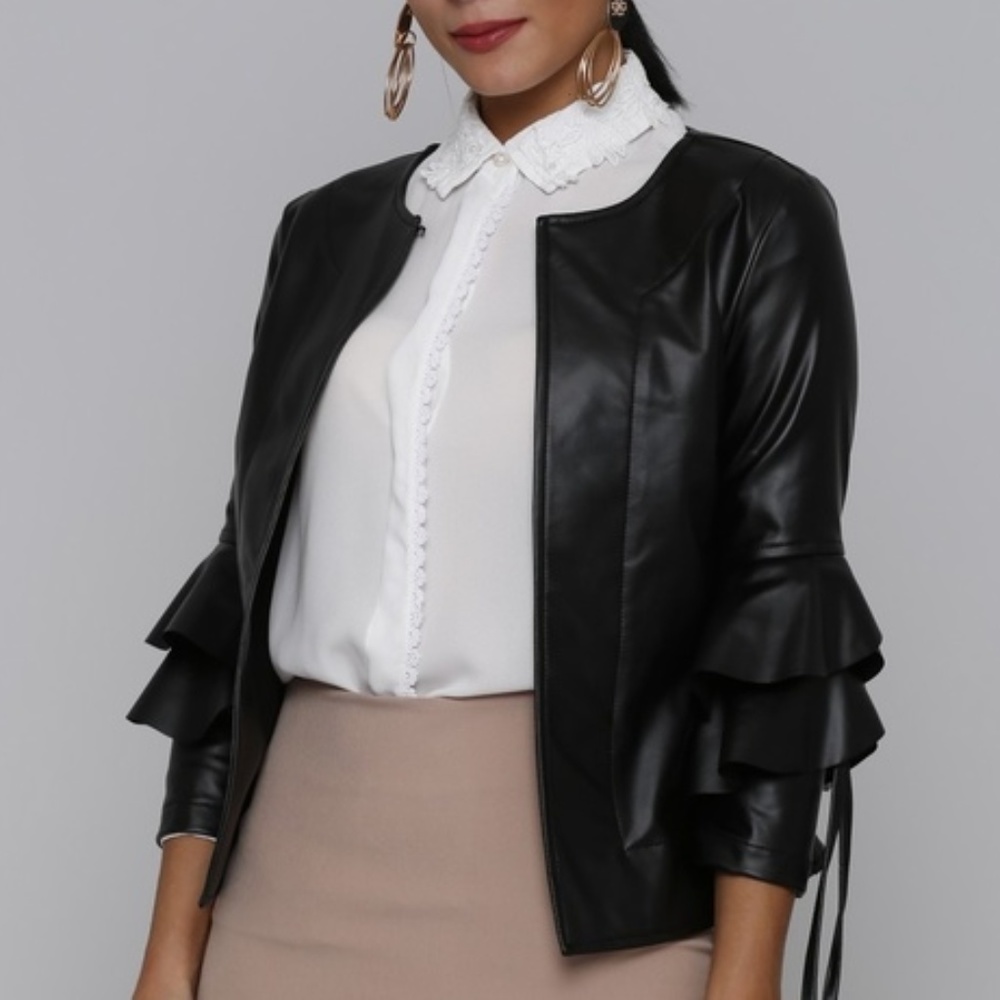 Black vegan Leather Jacket